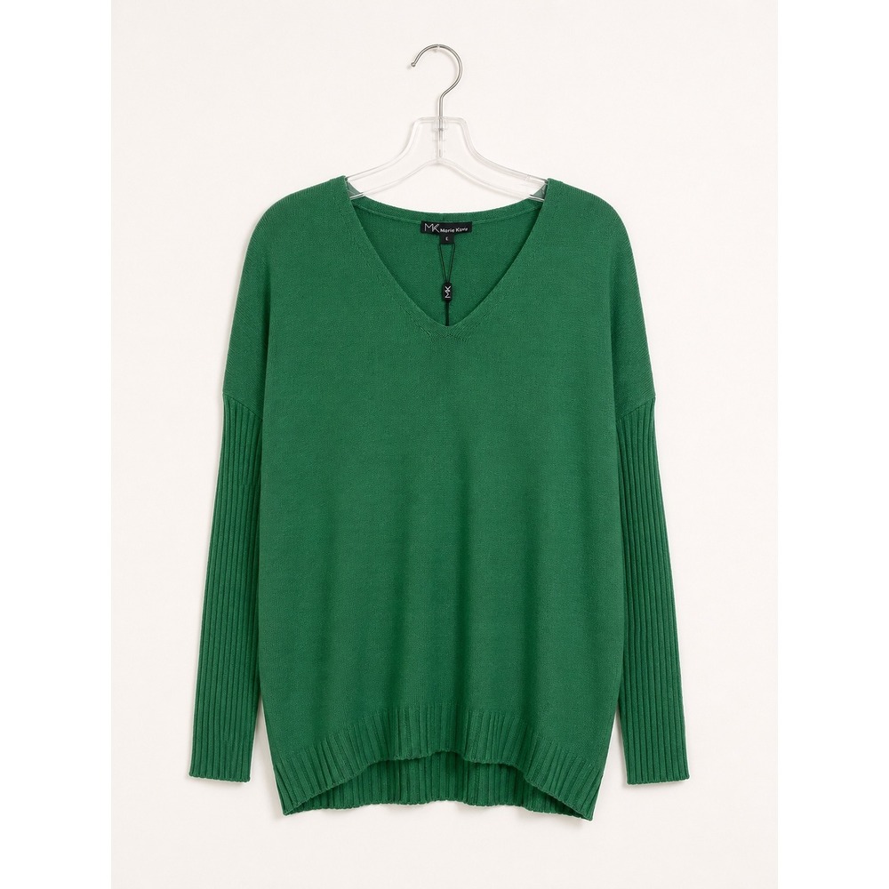Preppy schoolgirl Metric Knits Green V-Neck Sweater capsule minimal Large